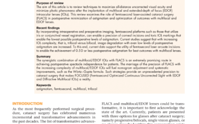 FOCUSED (Femtosecond Optimized Continuous Uncorrected Sight with EDOF and Diffractive Multifocals IOLs) – A Review